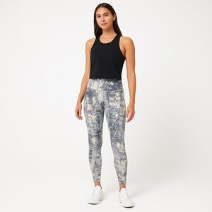 Lululemon Wunder Under High-Rise Leggings Abstract Gray Yellow Print Size 4